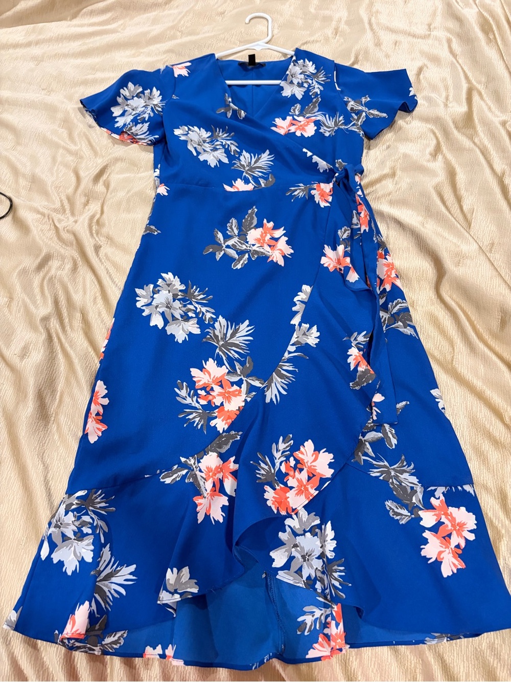 Banana Republic Cobalt Blue Floral Wrap Midi Dress